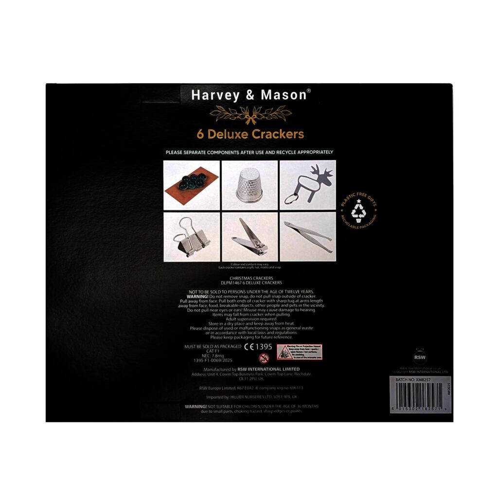 Harvey & Mason Deluxe Gold Christmas Crackers Pack Of 6 5015302182564 2